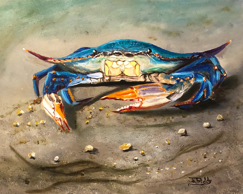 Jan Priddy - Blue Crab Oil Painting - Member of James River Art League